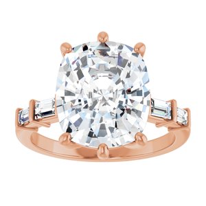 18K Rose Gold 12x10 mm Elongated Cushion Ring Mounting – image 5