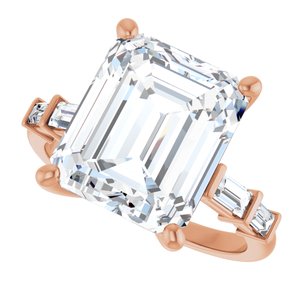10K Rose Gold 12x10 mm Emerald Ring Mounting – image 8