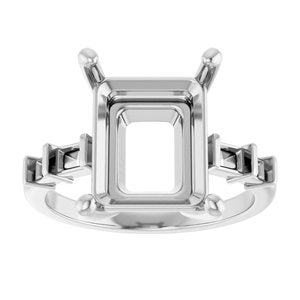 Sterling Silver 12x10 mm Emerald Ring Mounting – image 6