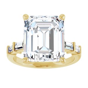 14K Yellow Gold 12x10 mm Emerald Ring Mounting – image 5