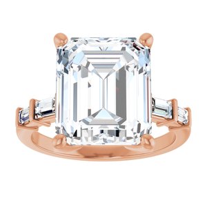 10K Rose Gold 12x10 mm Emerald Ring Mounting – image 5