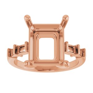 14K Rose Gold 12x10 mm Emerald Ring Mounting – image 6