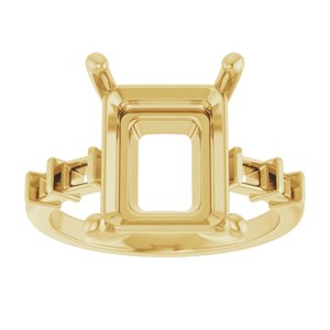 14K Yellow Gold 12x10 mm Emerald Ring Mounting – image 6