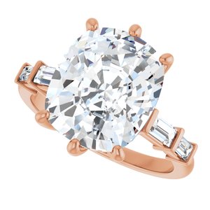 10K Rose Gold 12x10 mm Elongated Cushion Ring Mounting – image 8
