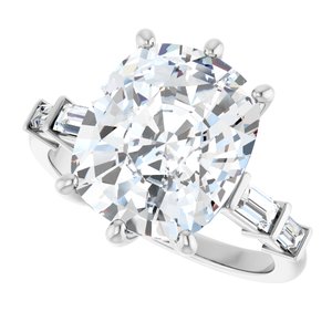10K White Gold 12x10 mm Elongated Cushion Ring Mounting – image 8