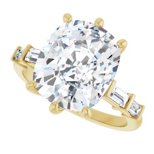 10K Yellow Gold 12x10 mm Elongated Cushion Ring Mounting – image 8