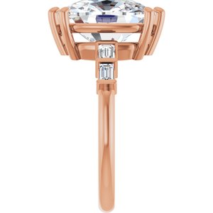 10K Rose Gold 12x10 mm Elongated Cushion Ring Mounting – image 7