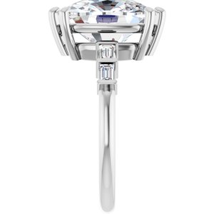 10K White Gold 12x10 mm Elongated Cushion Ring Mounting – image 7