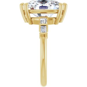 14K Yellow Gold 12x10 mm Elongated Cushion Ring Mounting – image 7