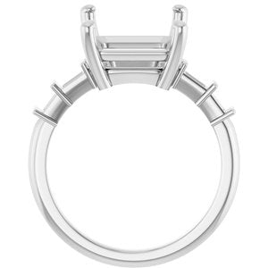 14K X1 White Gold 12x10 mm Emerald Ring Mounting – image 4
