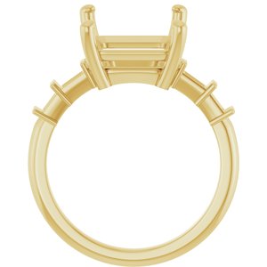 14K Yellow Gold 12x10 mm Emerald Ring Mounting – image 4