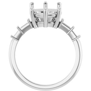 10K White Gold 12x10 mm Elongated Cushion Ring Mounting – image 4