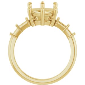 10K Yellow Gold 12x10 mm Elongated Cushion Ring Mounting – image 4