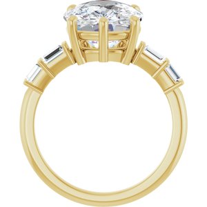 14K Yellow Gold 12x10 mm Elongated Cushion Ring Mounting – image 3