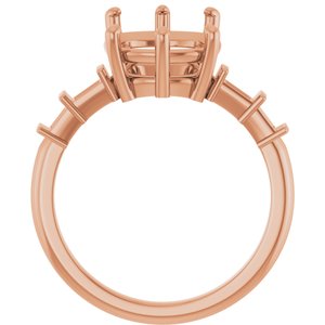 14K Rose Gold 12x10 mm Elongated Cushion Ring Mounting – image 4