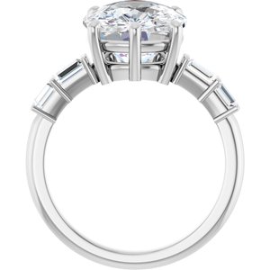 18K White Gold 12x10 mm Elongated Cushion Ring Mounting – image 3