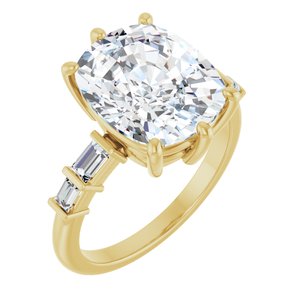 18K Yellow Gold 12x10 mm Elongated Cushion Ring Mounting
