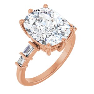 18K Rose Gold 12x10 mm Elongated Cushion Ring Mounting