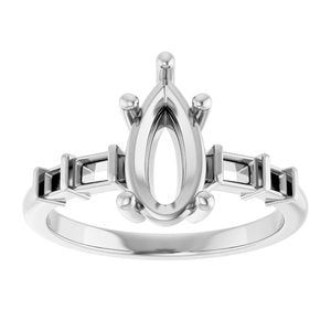 18K White Gold 10.5x5.5 mm Pear Ring Mounting – image 6