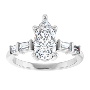 18K White Gold 10.5x5.5 mm Pear Ring Mounting – image 5
