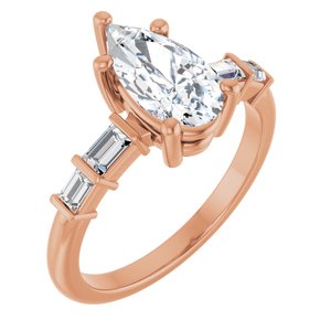 18K Rose Gold 10.5x5.5 mm Pear Ring Mounting