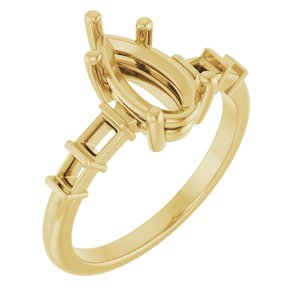18K Yellow Gold 10.5x5.5 mm Pear Ring Mounting – image 2