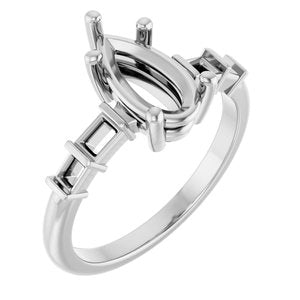 10K White Gold 10.5x5.5 mm Pear Ring Mounting – image 2