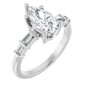 18K White Gold 10.5x5.5 mm Pear Ring Mounting