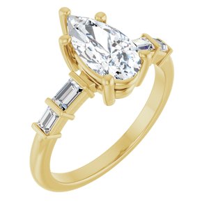 18K Yellow Gold 10.5x5.5 mm Pear Ring Mounting