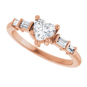 18K Rose Gold 5x5 mm Heart Ring Mounting – image 8