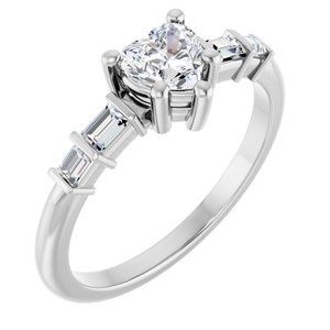 Platinum 5x5 mm Heart Ring Mounting