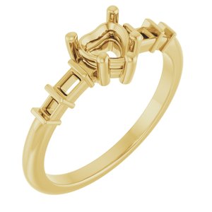 14K Yellow Gold 5x5 mm Heart Ring Mounting – image 2