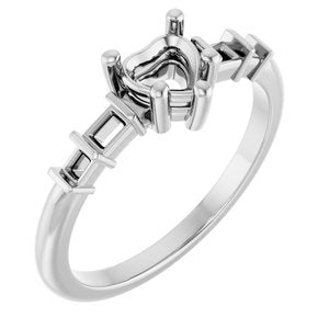 14K White Gold 5x5 mm Heart Ring Mounting – image 2