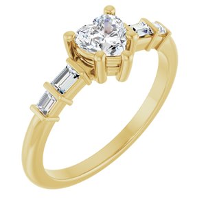 10K Yellow Gold 5x5 mm Heart Ring Mounting