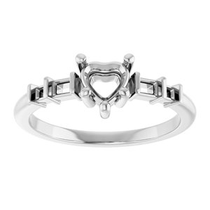 14K White Gold 5x5 mm Heart Ring Mounting – image 6