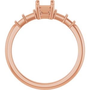 14K Rose Gold 6x4 mm Emerald Ring Mounting – image 4