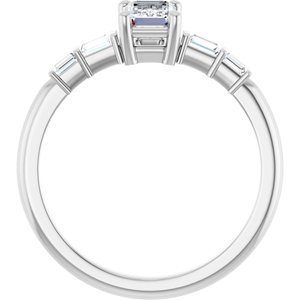14K X1 White Gold 6x4 mm Emerald Ring Mounting – image 3