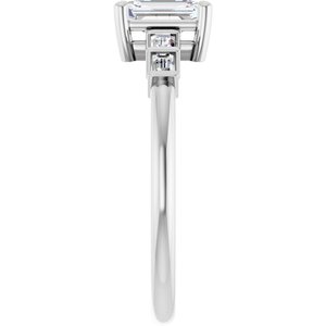 14K White Gold 6x4 mm Emerald Ring Mounting – image 7
