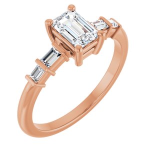10K Rose Gold 6x4 mm Emerald Ring Mounting