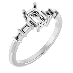 Continuum Sterling Silver 6x4 mm Emerald Ring Mounting – image 2