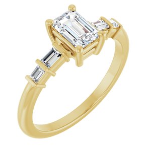 10K Yellow Gold 6x4 mm Emerald Ring Mounting