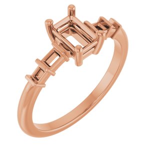 10K Rose Gold 6x4 mm Emerald Ring Mounting – image 2