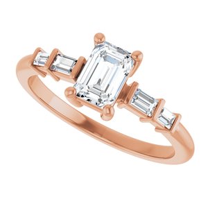 14K Rose Gold 6x4 mm Emerald Ring Mounting – image 8
