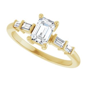 14K Yellow Gold 6x4 mm Emerald Ring Mounting – image 8