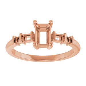 10K Rose Gold 6x4 mm Emerald Ring Mounting – image 6