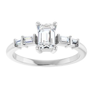 14K White Gold 6x4 mm Emerald Ring Mounting – image 5
