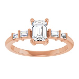14K Rose Gold 6x4 mm Emerald Ring Mounting – image 5