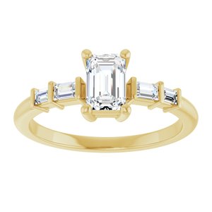 10K Yellow Gold 6x4 mm Emerald Ring Mounting – image 5