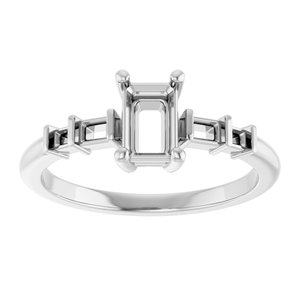 14K White Gold 6x4 mm Emerald Ring Mounting – image 6