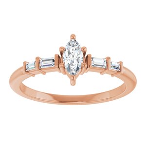 14K Rose Gold 6x3 mm Marquise Ring Mounting – image 5